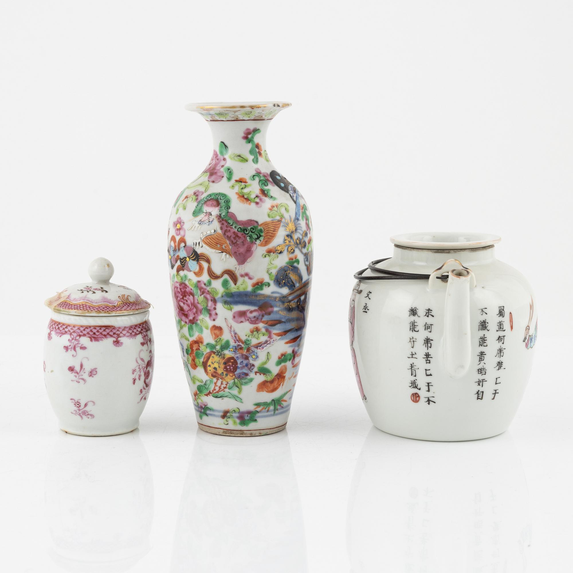 A group of thirteen porcelain pieces, China and Samson, France, 18th-20th Century.