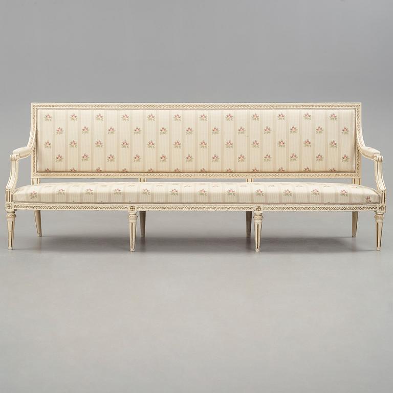 A Gustavian sofa, late 18th centrury, by E Holm.