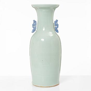 A large Chinese blue and white on celadon ground vase, early 20th century.