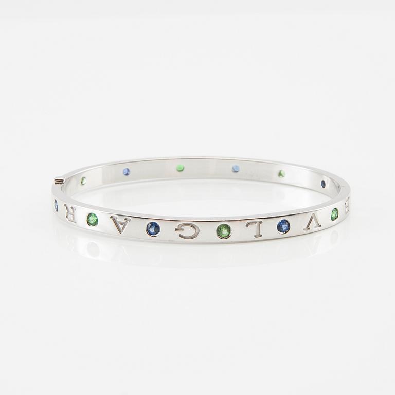 Bulgari, "Roman Sorbets" bracelet, 18K white gold with faceted tsavorites and purple sapphires.