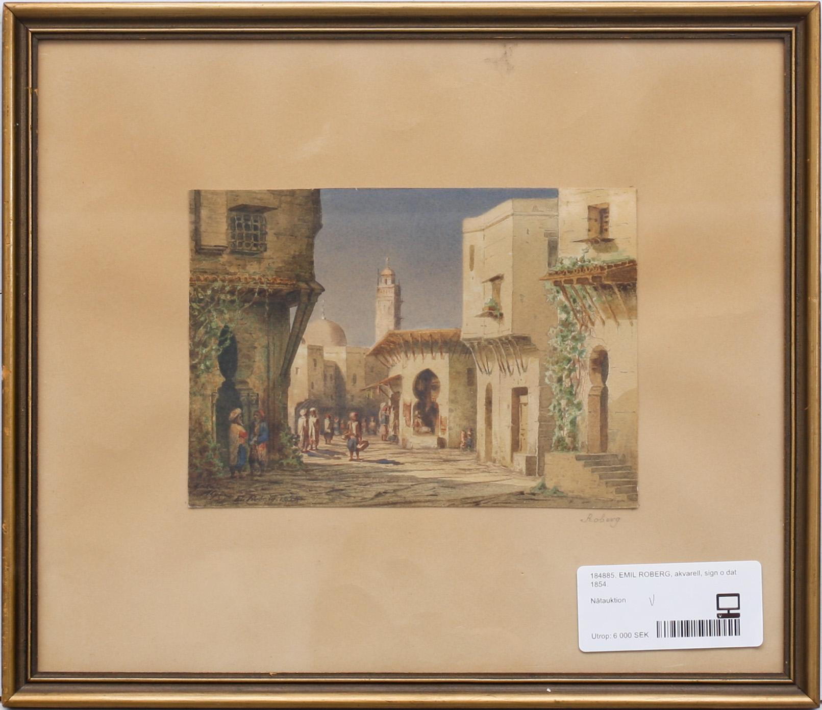 EMIL ROBERG, akvarell, sign o dat 1854.