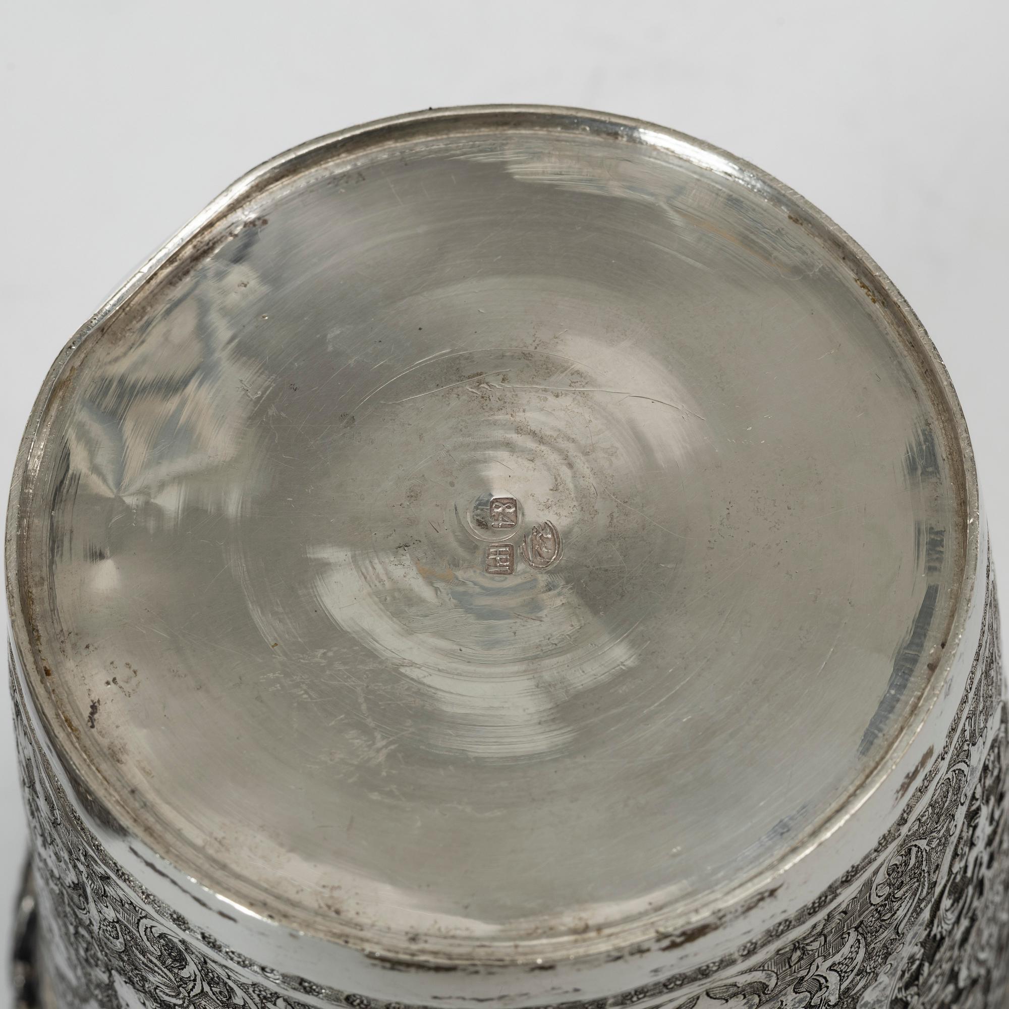 A Persian silver bowl and a silver bucket, 20th century.
