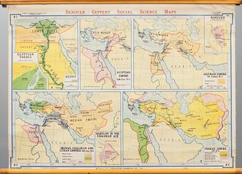 SKOLKARTOR, 2 st. Forntidens världsvälden. "Ancient world".