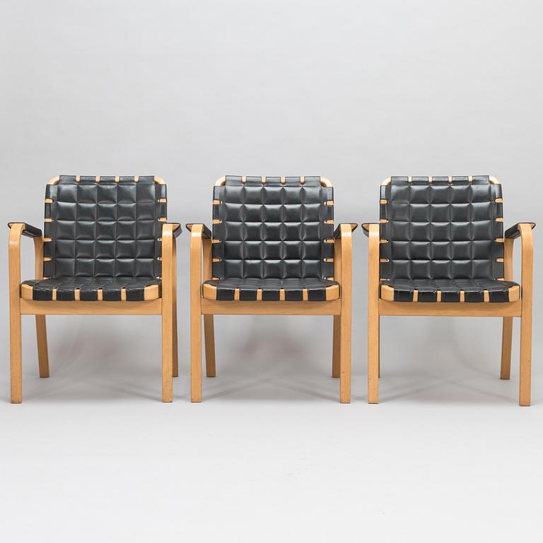 ALVAR AALTO, three late-20th-century '45' armchairs for Artek.