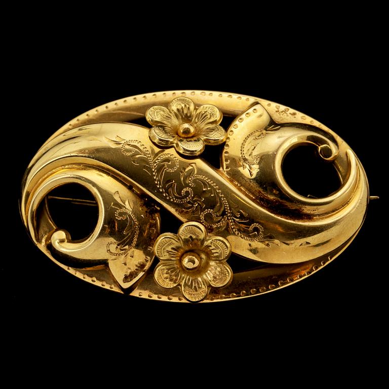BROSCH, 18 k guld, Stockholm, 1900-tal, Vikt 9 g.