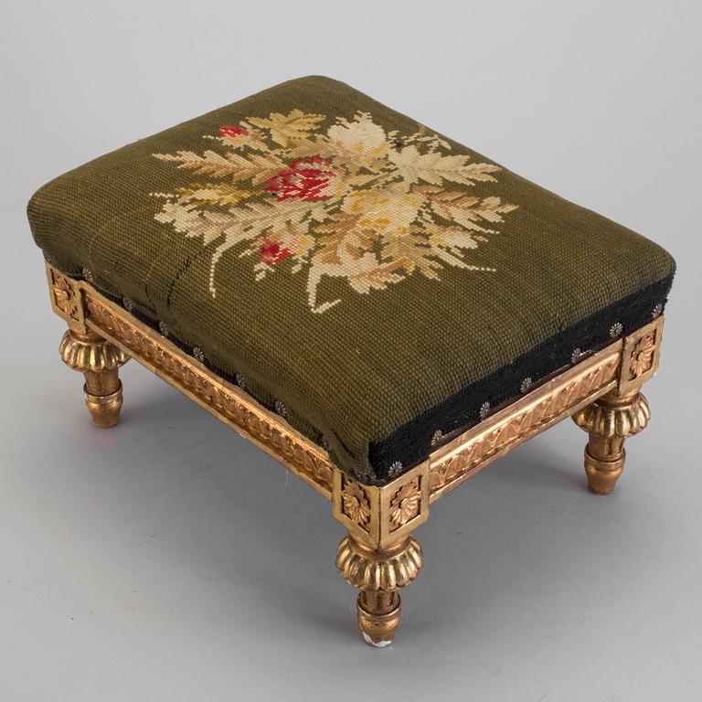 A gilded gustavian footstool late 18th century.