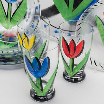 SERVISDELAR, 21 st, glas, "Tulipa", Ulrica Hydman-Vallien, Kosta Boda. sent 1900-tal.