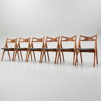 Hans J Wegner, 6 'CH 29/Sawbench chair' chairs for Carl Hansen & Son. 1950's-60's.