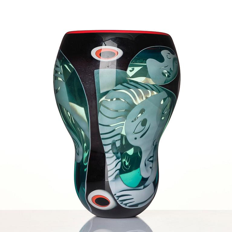 Peter Hermansson, a graal glass vase, blown by Micke Johansson, Örsjö, 2012.