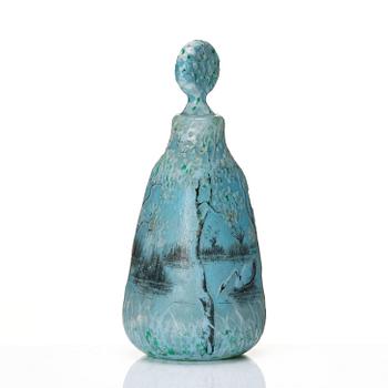 Daum, flaska med propp, Nancy, Frankrike, Art Nouveau, ca 1900.