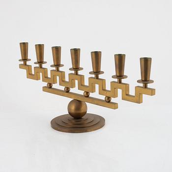 Candelabra, brass, attributed to Firm Lars Holmström, Arvika, second half of the 20th century.