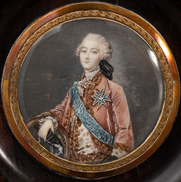 MINIATYRMÅLNING, gouache, 1800-tal, efter Jean-Michel Moreaus,