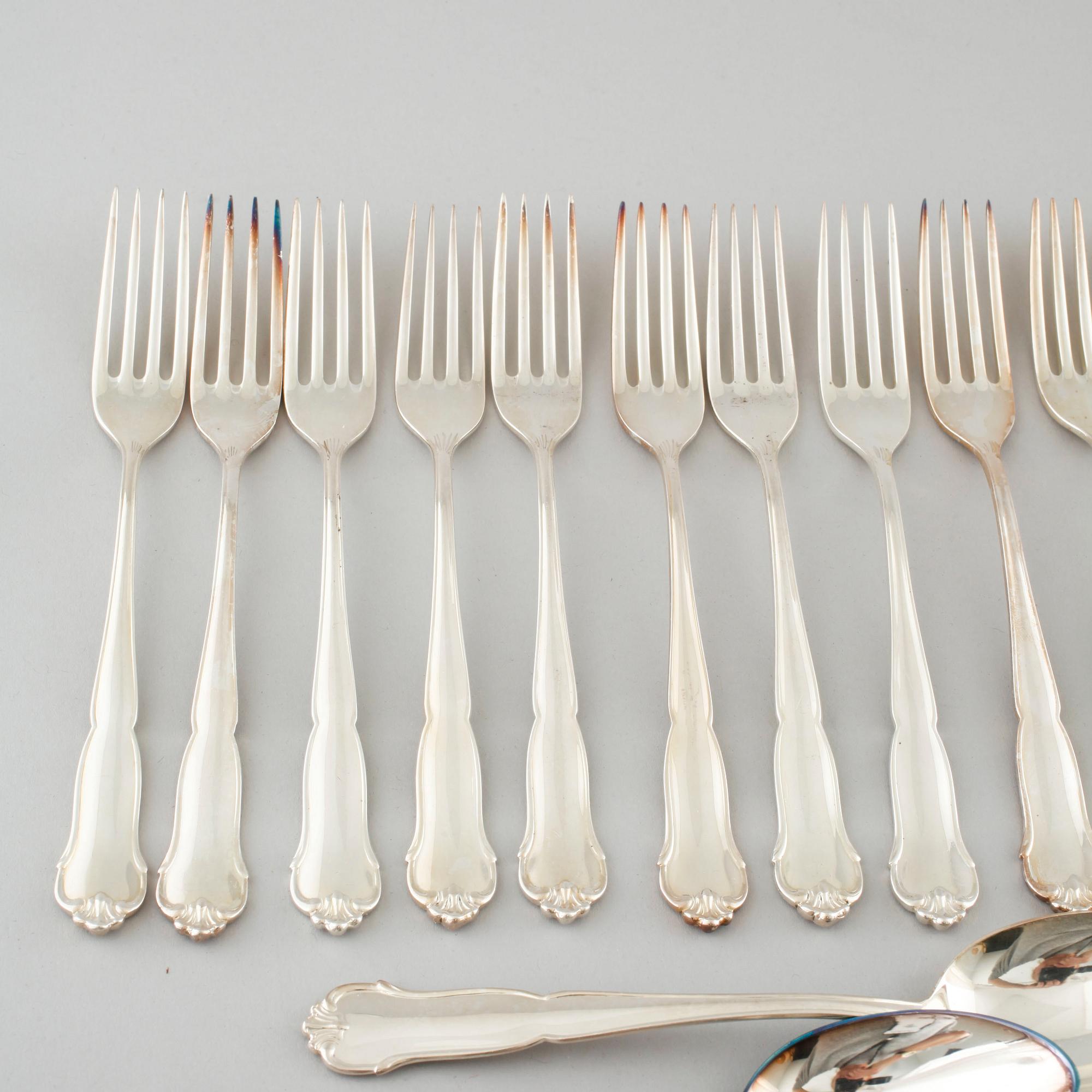 72 silver cutlery by C.G Hallberg, Stockholm, 20th century.