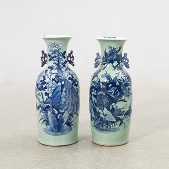 Floor vases 2 pcs China 20th century porcelain.
