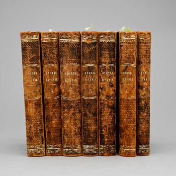 BOKVERK, 7 vol, "Svensk Botanik" utg Johan Wilhelm Palmstruch resp G.J. Billberg, Stockholm Carl Delén 1803-12.