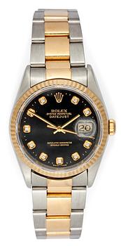 1354. ROLEX, Datejust, automatisk, guld/stål med indexfattade diamanter, 2002.