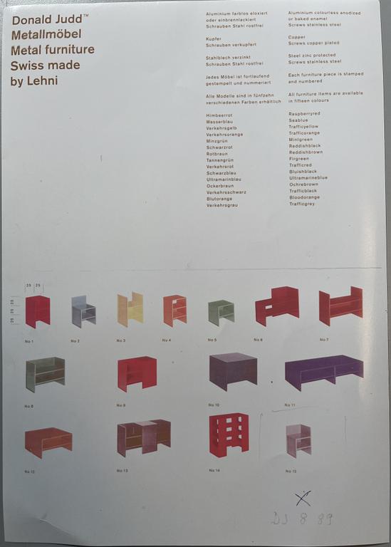 Donald Judd, a "Corner Chair No 15", Lehni, Switzerland, 1989.