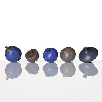 Berndt Friberg, a set of nine miniature stoneware vases, Gustavsberg Studio 1967-71.
