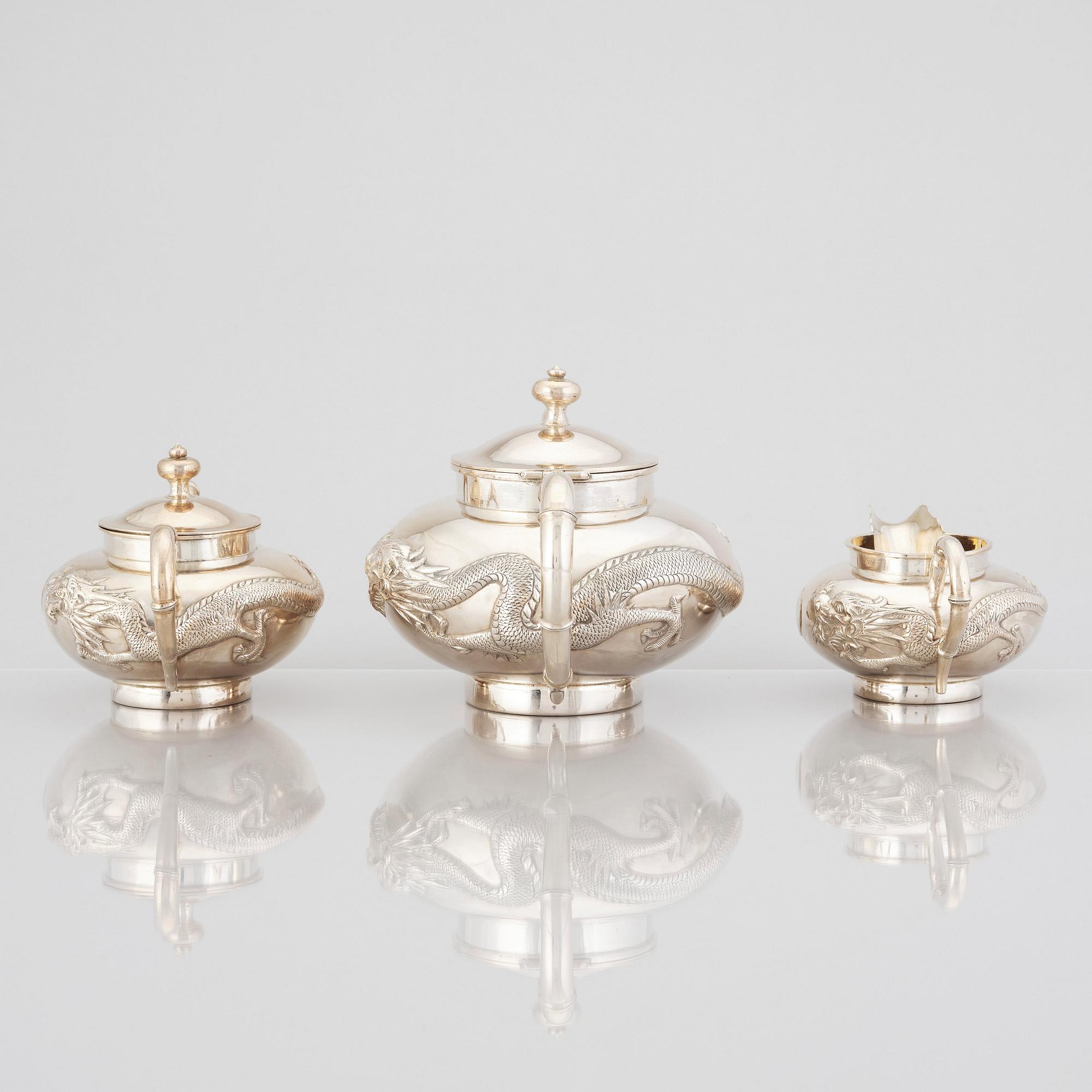 A Chinese silver tea service, Shanghai, early 20th Century.