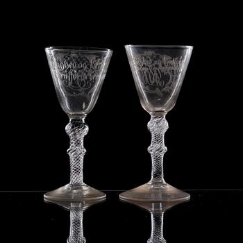 Two Norwegian wine goblets, Nöstetangen, 18th Century.