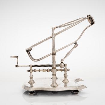 Wine decanting cradle, Otto Wiskemann, Belgium, early 20th Century.