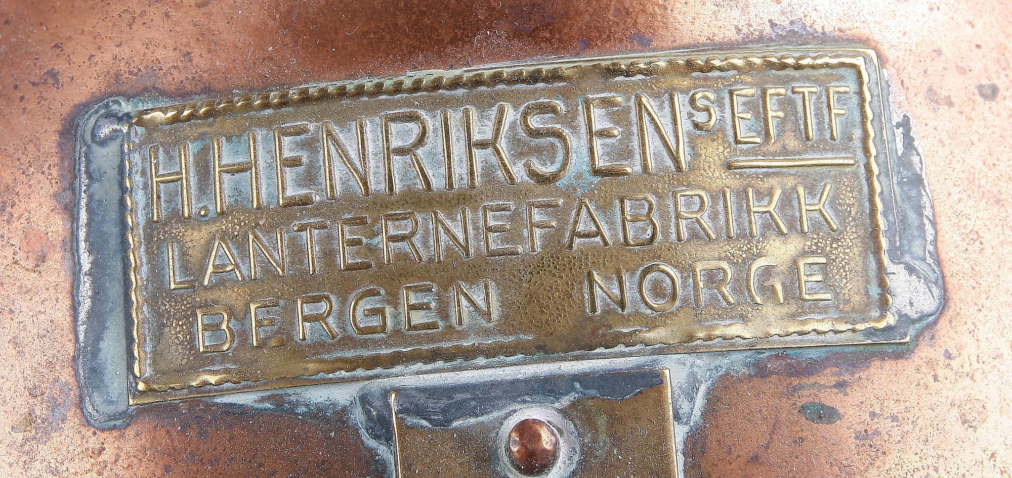 LANTERNA, koppar och glas. Norge 1800/1900-tal.