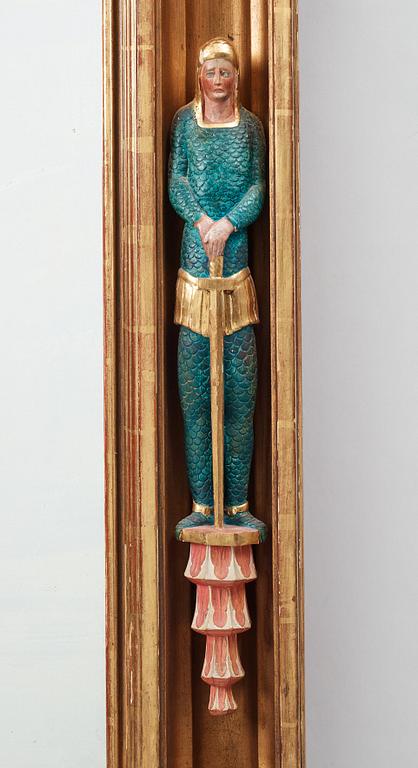 Gisela Trapp, in the manner of, a carved and painted wall mirror, ca 1900.