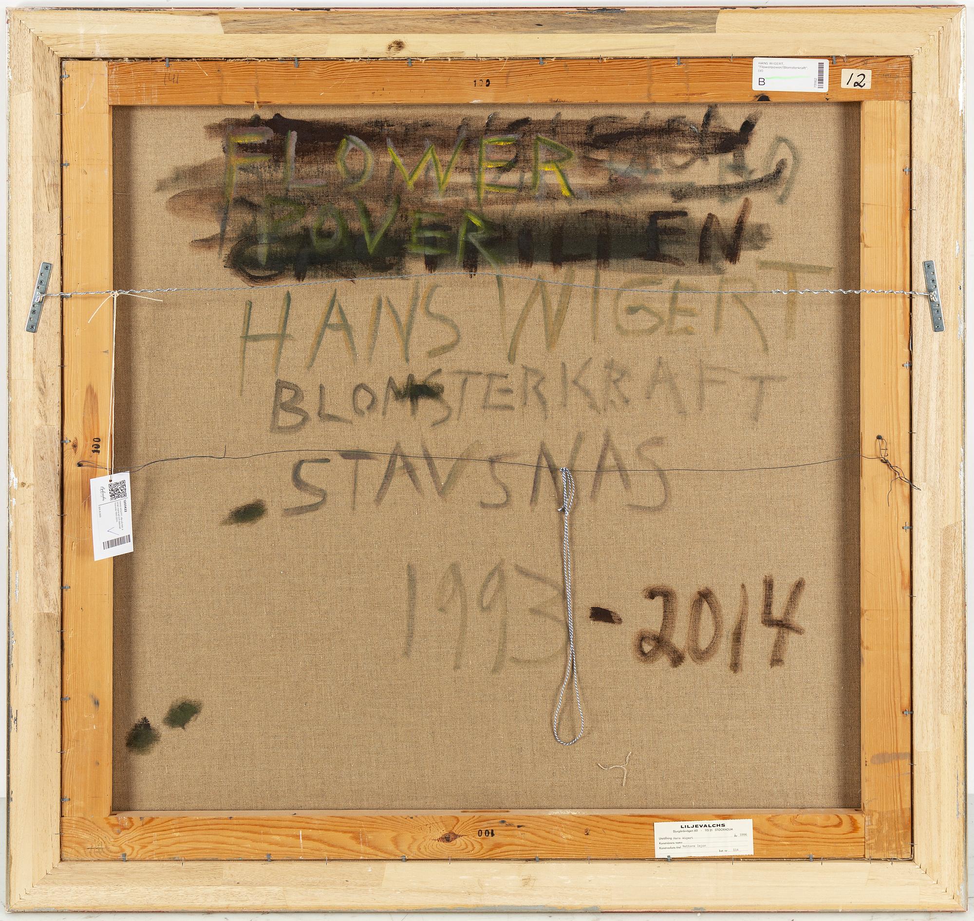 HANS WIGERT, oil on canvas, on verso signed and dated Stavsnäs 1993-2014.
