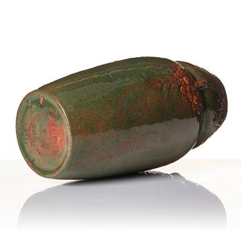 Hilma Persson-Hjelm, a glazed earthenware art nouveau vase, executed in her studio, Arvika 1908. Nr 684.