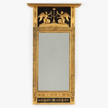 Spegel, tillskriven Jonas Frisk (spegelfabrikör i Stockholm 1805-24), Empire.