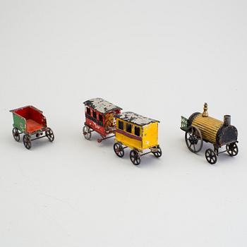 A tinplate train set by E.F. Lefevre, France, ca 1877-1885.