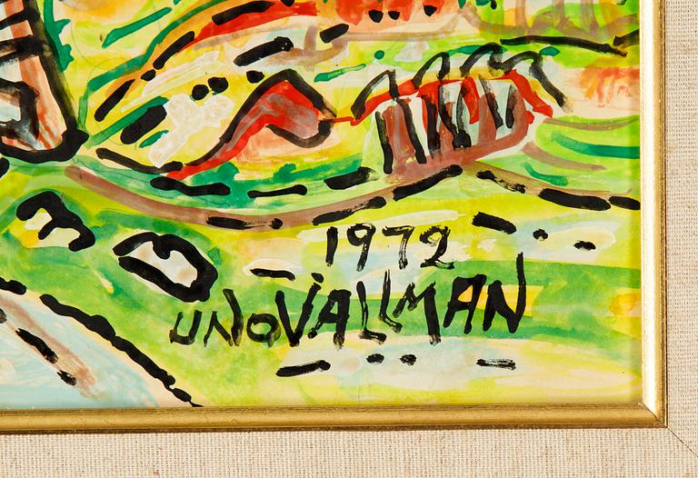 Uno Vallman, mixed media on papaer/canvas, signed and dated 1972.