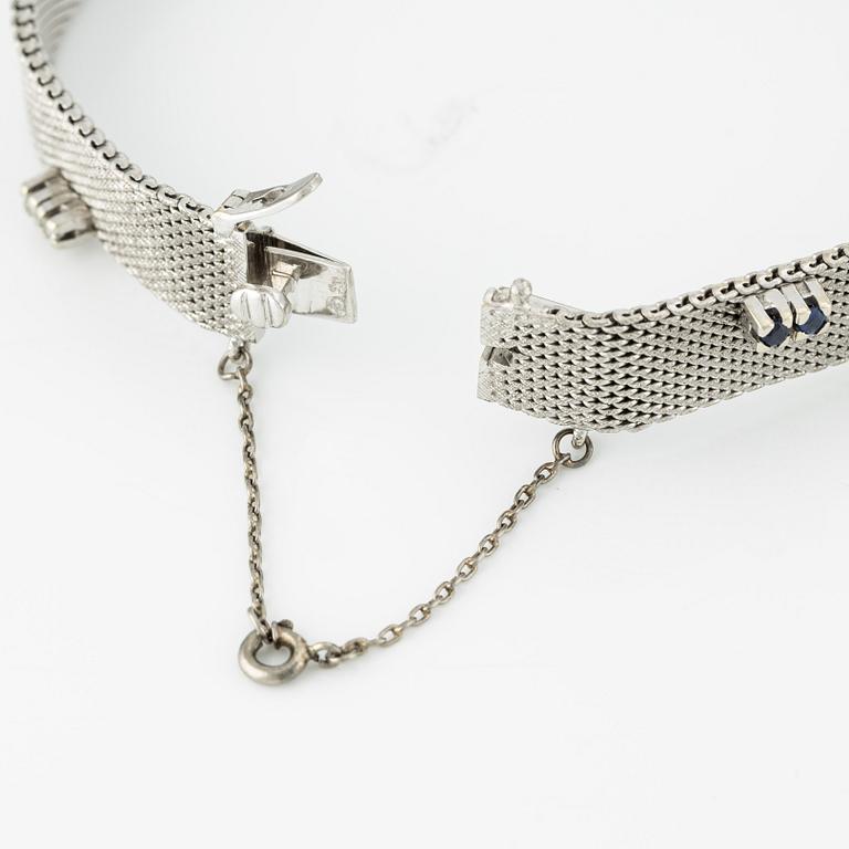 Bracelet, white gold with single-cut diamonds and sapphires.