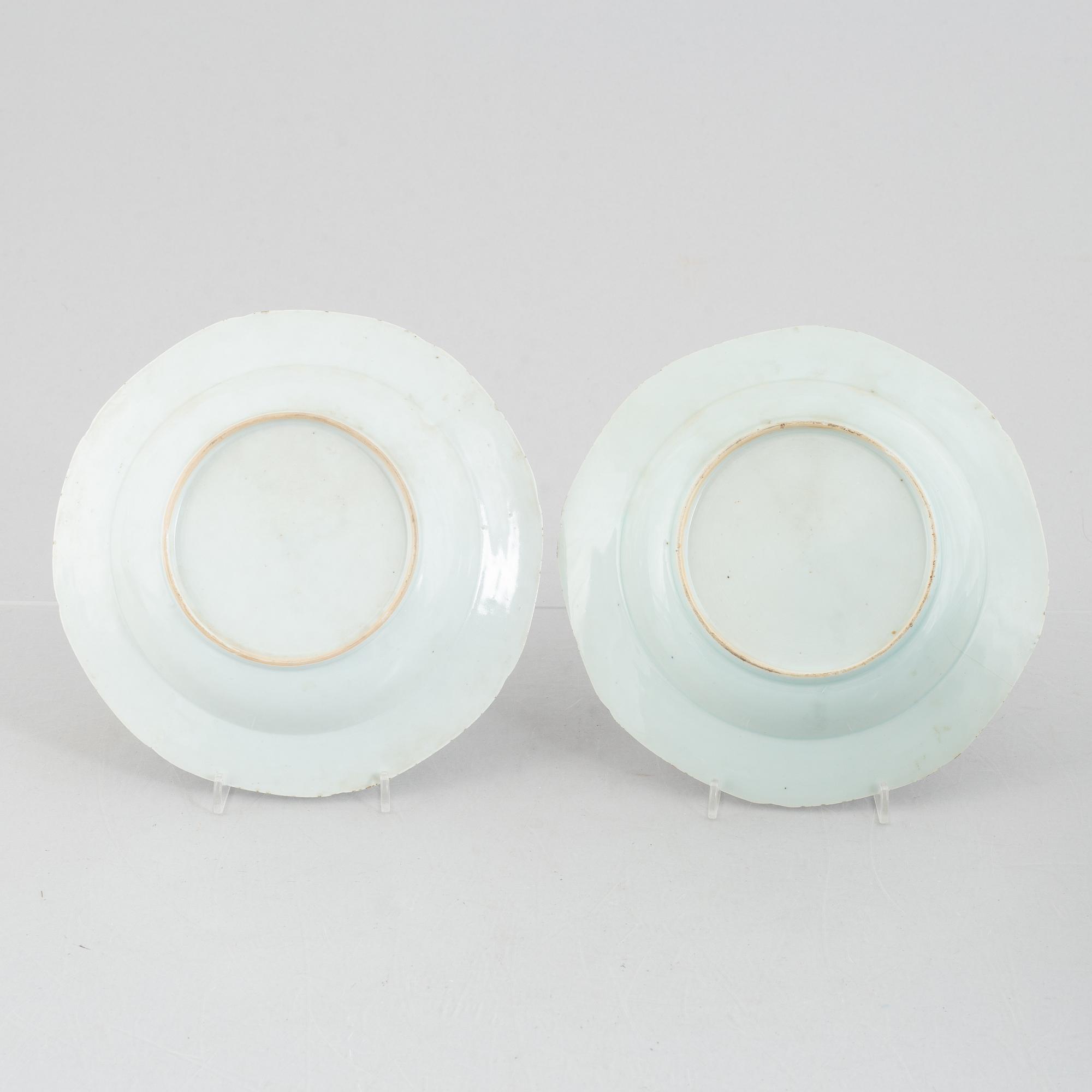 Tallrikar, 6 st, kompaniporslin, Kina, Qianlong (1736-95).