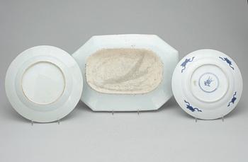 TALLRIKAR, 6 st, porslin, Kina, Qing dynastin, mestadels 1700-tal.