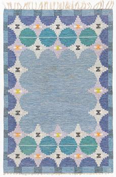 Ingegerd Silow, a flat weave rug, signed IS, circa 203 x 133 cm.