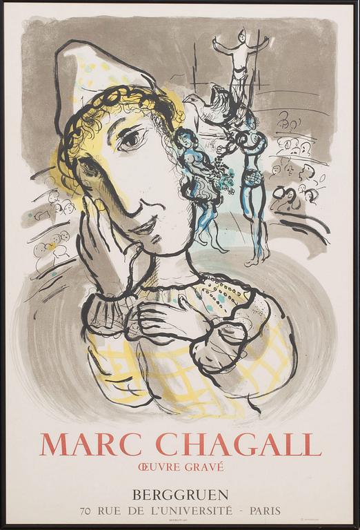 UTSTÄLLNINGSAFFISCHER, 2 st, Berggruen. Marc Chagall och Miro´.