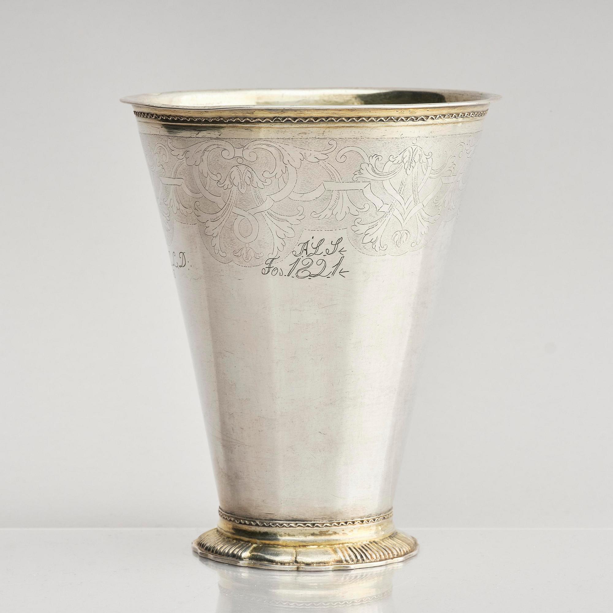A Swedish parcel-gilt silver beaker, mark of Christoffer Wasserman, Lindesberg 1763.