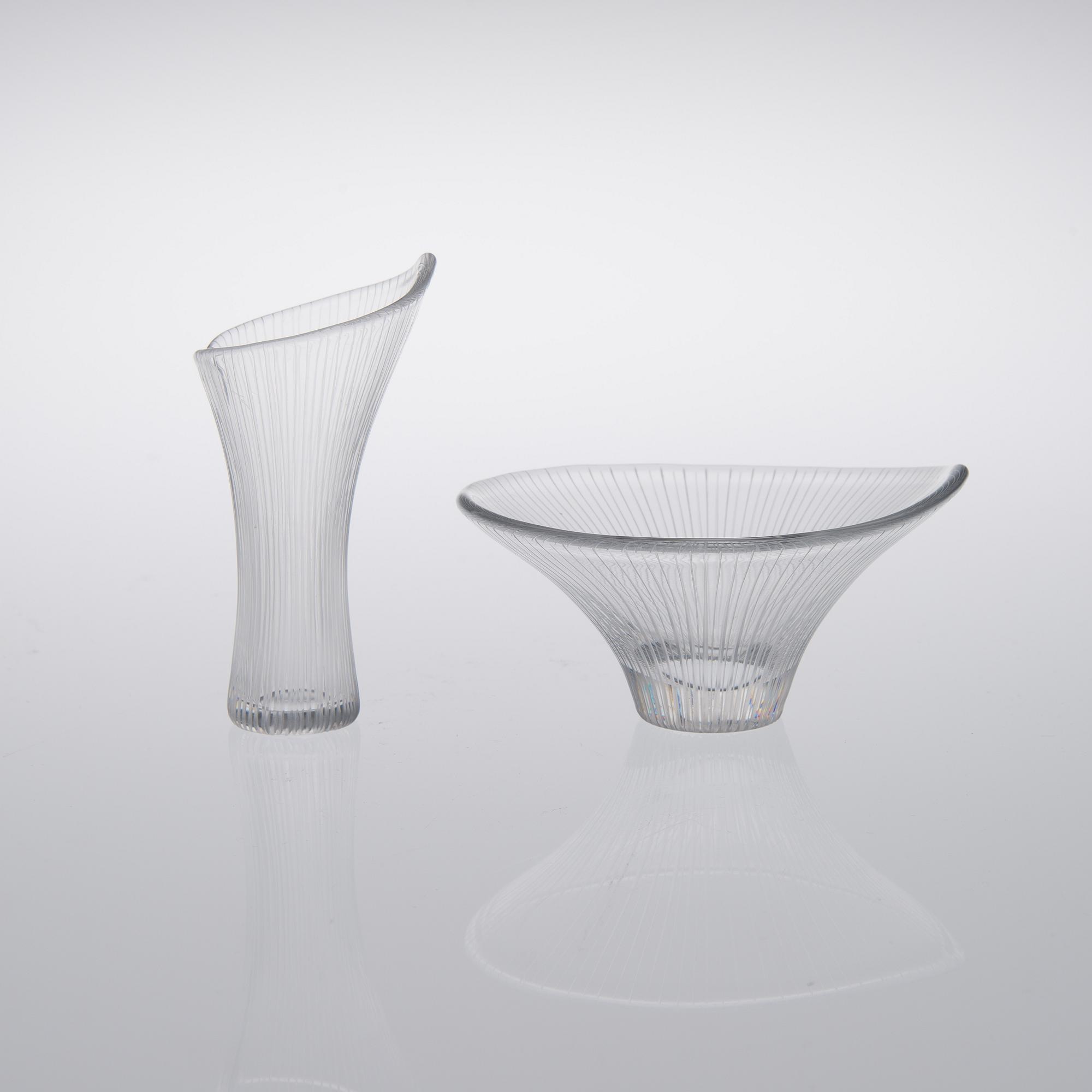TAPIO WIRKKALA, KONSTGLAS, 2 st, signerade. Iittala. -54.