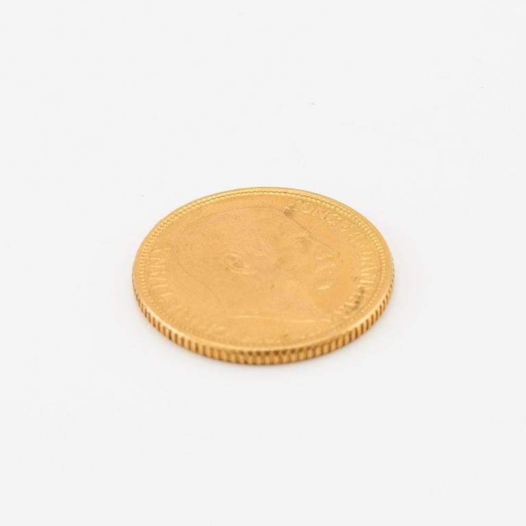 Gold coin 10 kr Christian X, Denmark 1917.