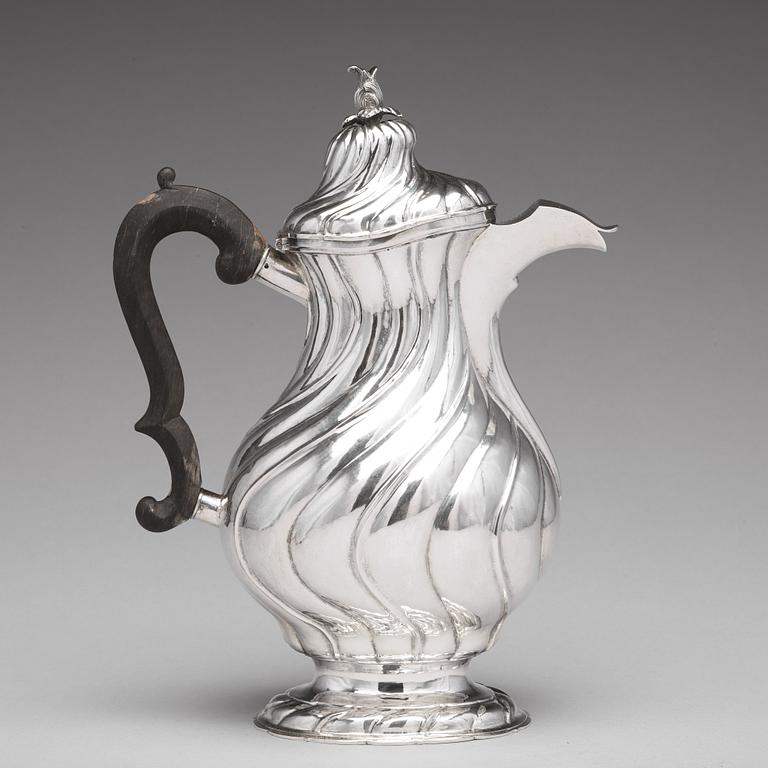 A Swedish 18th century silver coffee-pot, mark of Johan Wennerwall, Göteborg 1756.