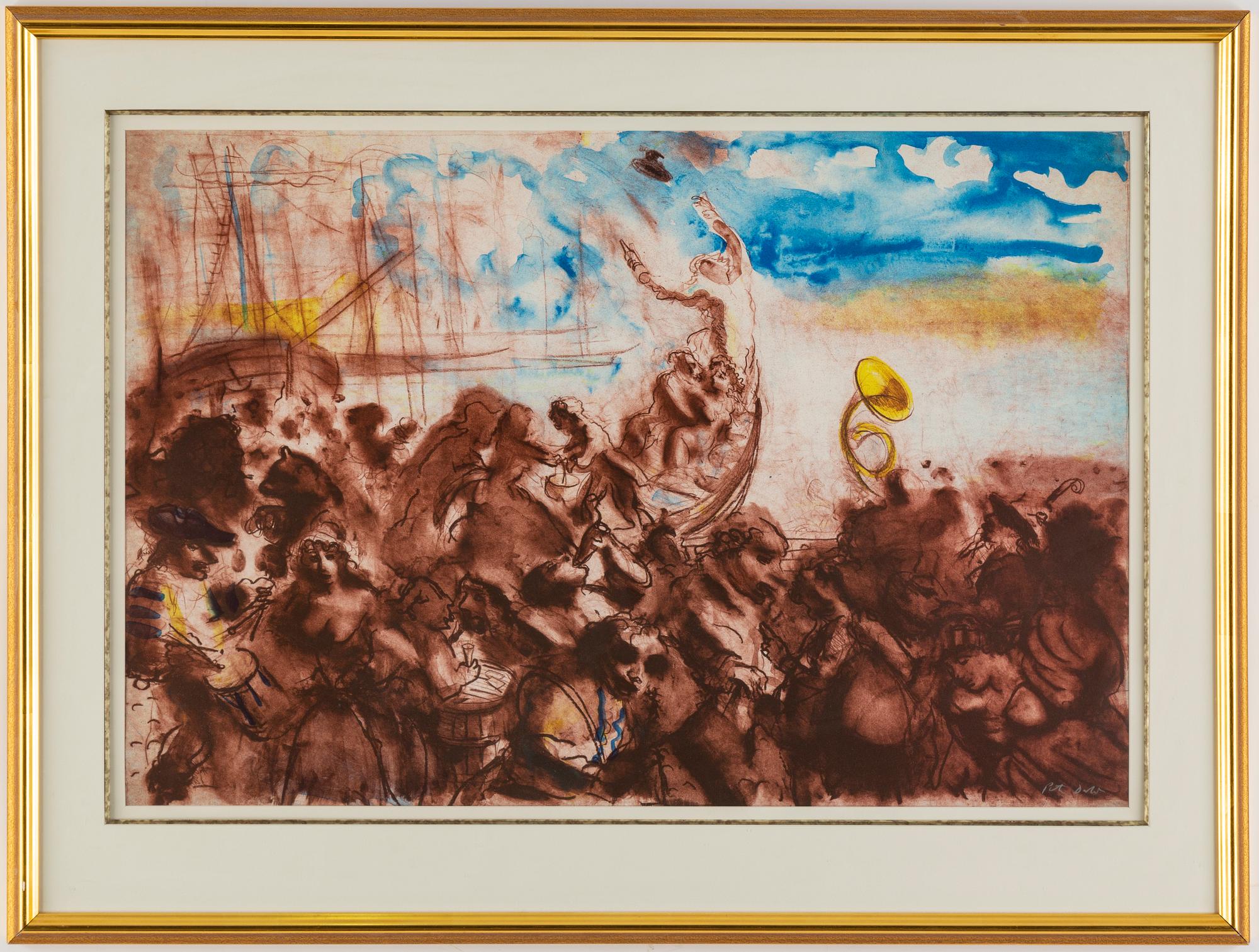 Peter Dahl, lithograph in colours, signed.