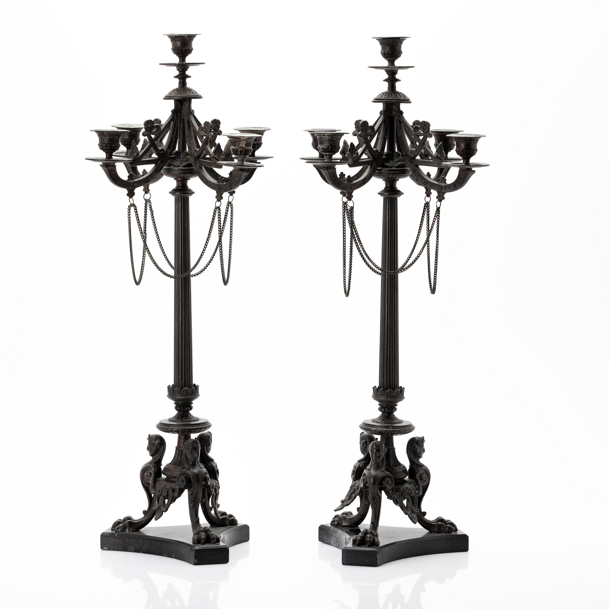Candelabra, a pair, Empire style, early 20th century.