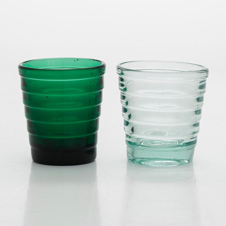 Aino Aalto, a set of eight 1930's '4056' drinking glasses. Karhula Glassworks, Finland.