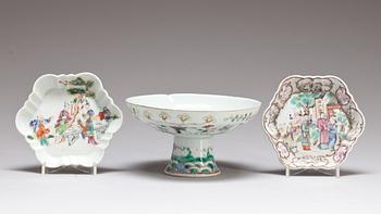 FAT, 2 st och TAZZA, porslin, Kina, 1800/1900-tal.