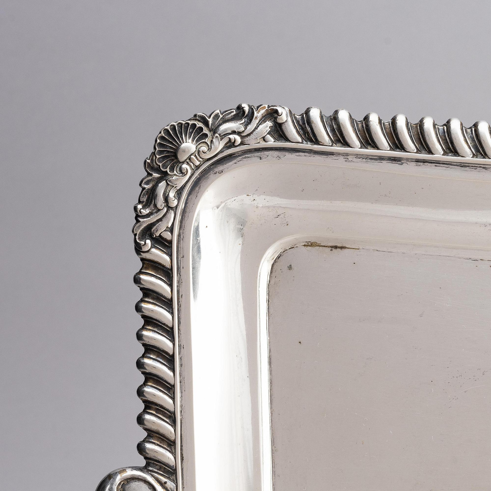 A German 20th century silver tray, 800/1000 silver.