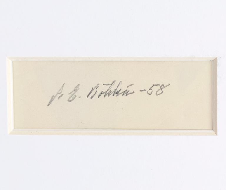 PER ERIK BÖKLIN, gouache och blyerts. Signerad och daterad -58 a tergo.