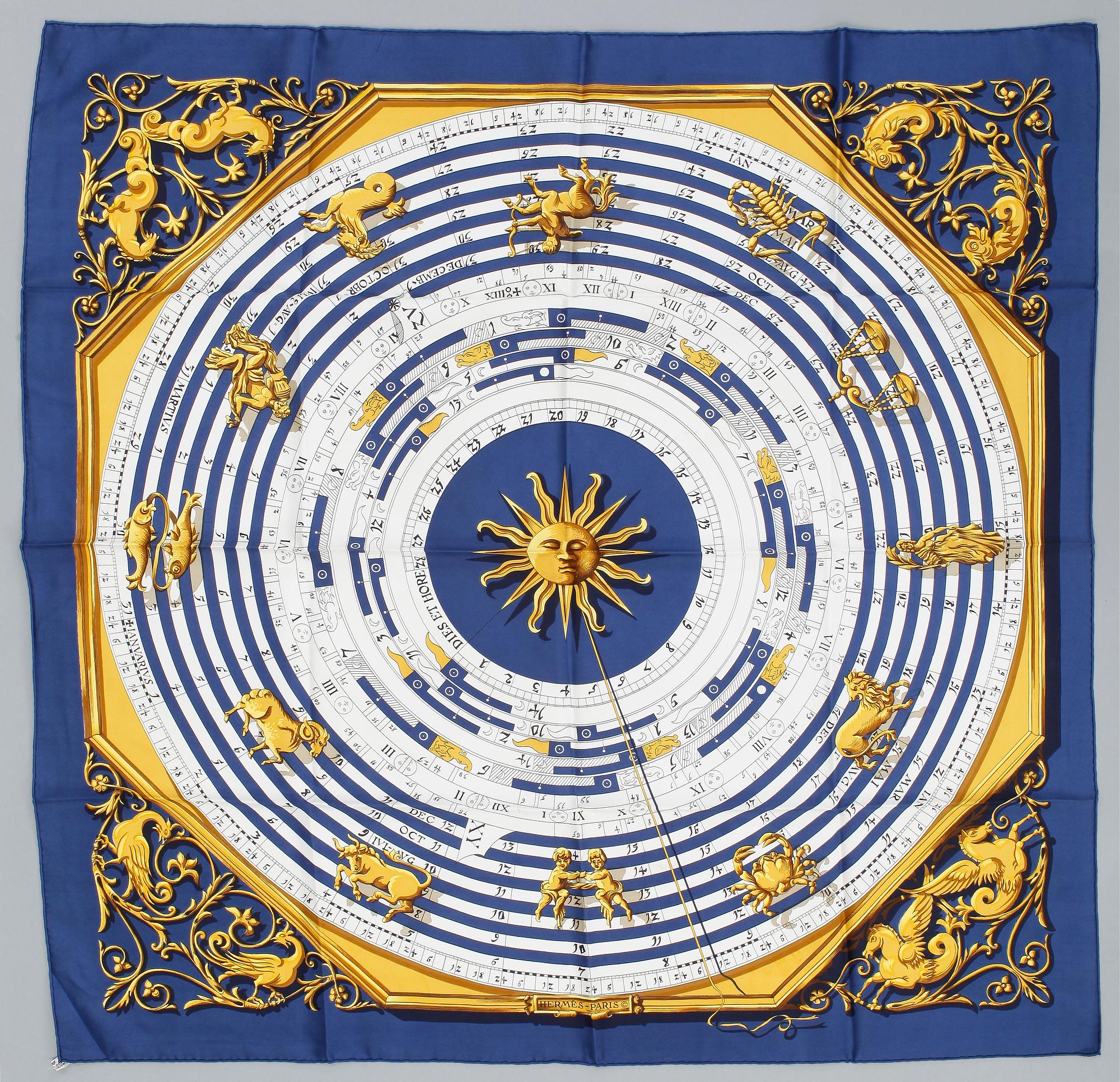 HERMÈS, scarf "Astrologi / Dies et Hore".