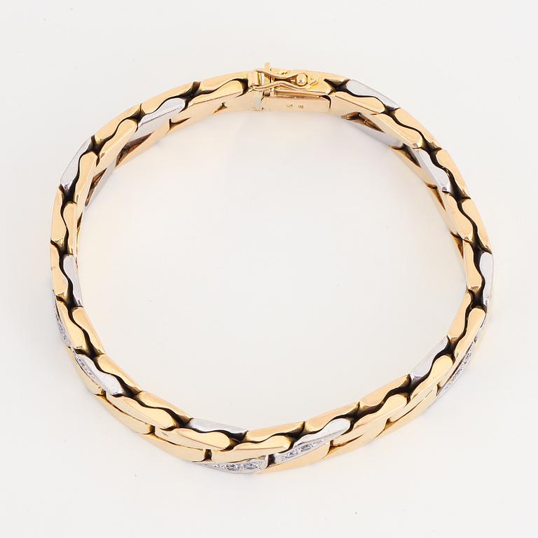 Armband guld med briljantslipade diamanter, manglad pansarlänk.