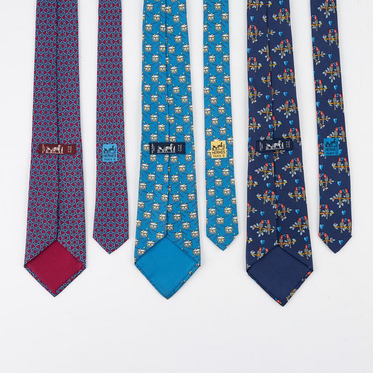Hermès, three silk ties.